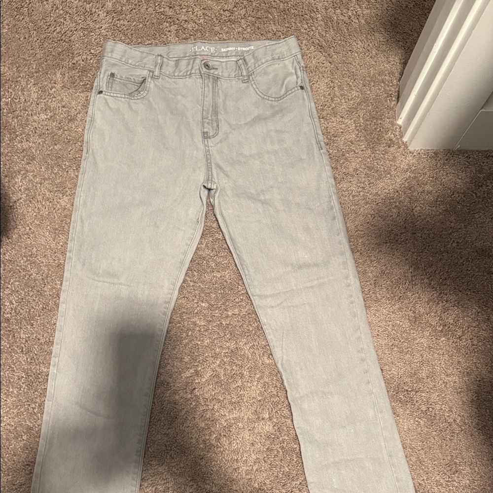 BOYS Light Gray Straight-Leg Jeans Size 18